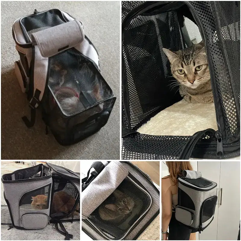 Sac de transport respirant pour chat - grey