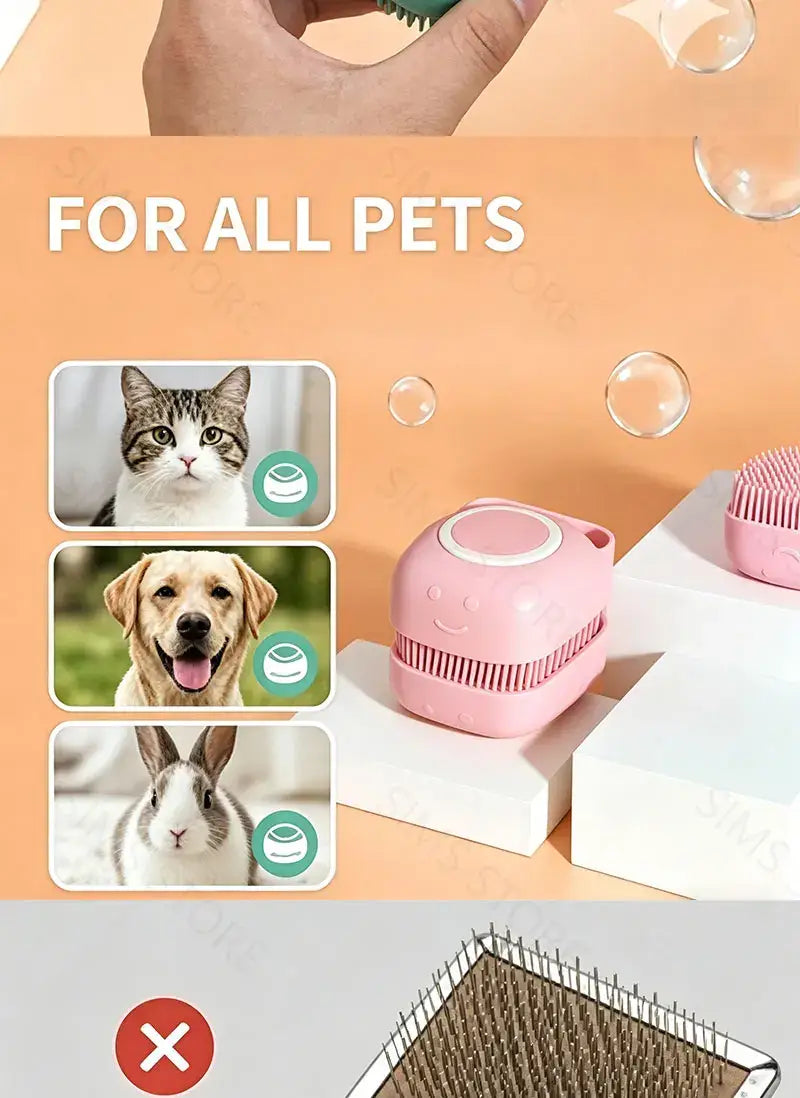 Silicone Pet Bath Brush Built-in Shampoo Dispenser Dog Cat Massage Comb Soft Shower Cleaning Grooming Pet Supplies