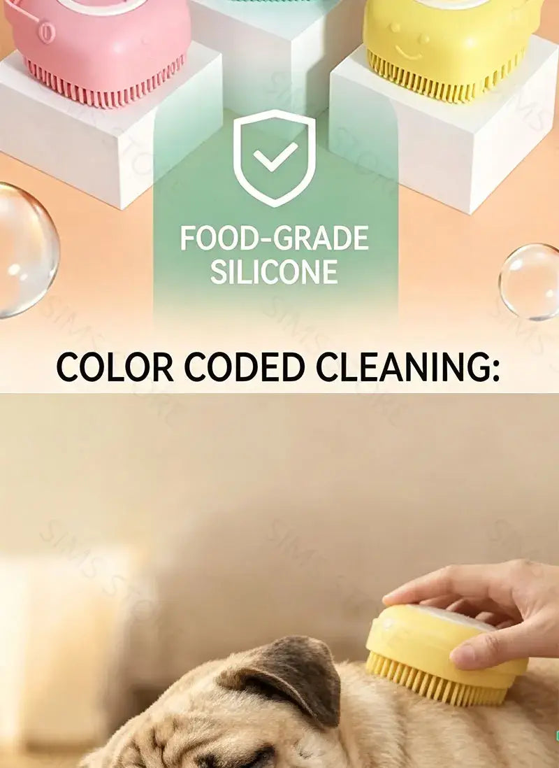 Silicone Pet Bath Brush Built-in Shampoo Dispenser Dog Cat Massage Comb Soft Shower Cleaning Grooming Pet Supplies