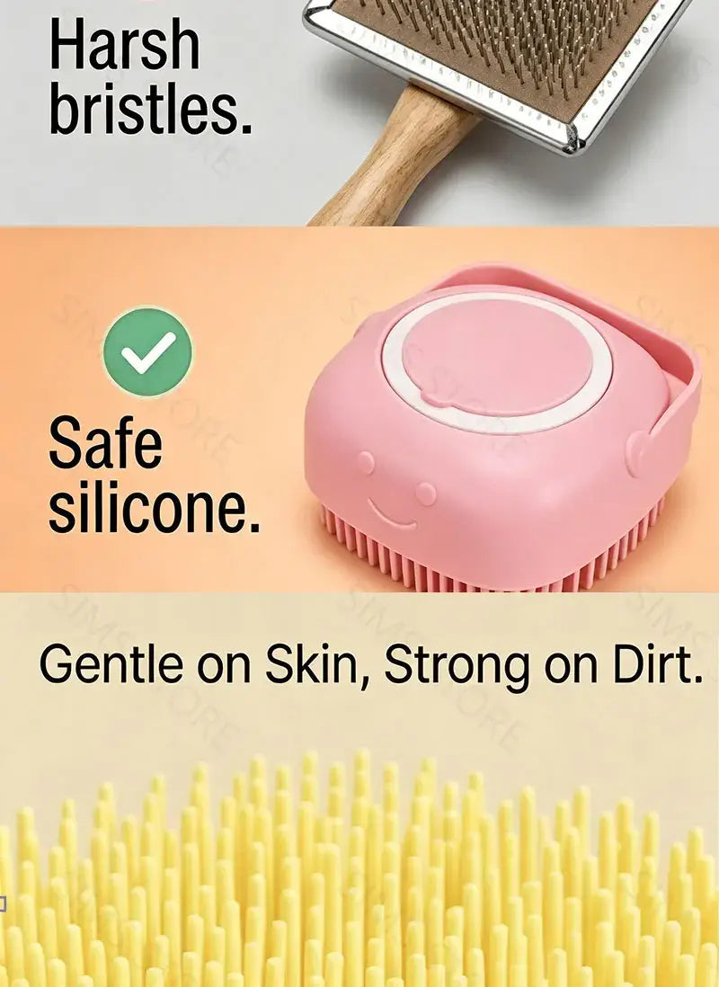 Silicone Pet Bath Brush Built-in Shampoo Dispenser Dog Cat Massage Comb Soft Shower Cleaning Grooming Pet Supplies