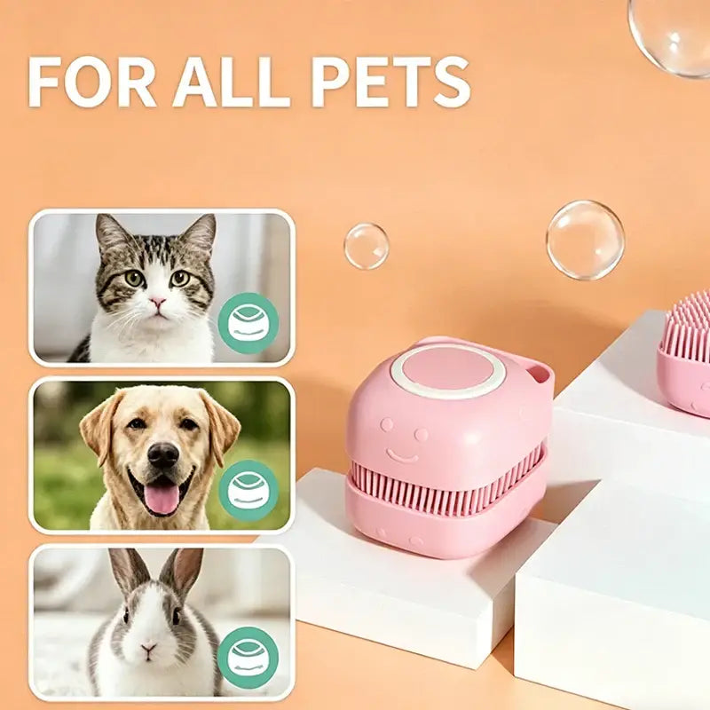 Silicone Pet Bath Brush Built-in Shampoo Dispenser Dog Cat Massage Comb Soft Shower Cleaning Grooming Pet Supplies