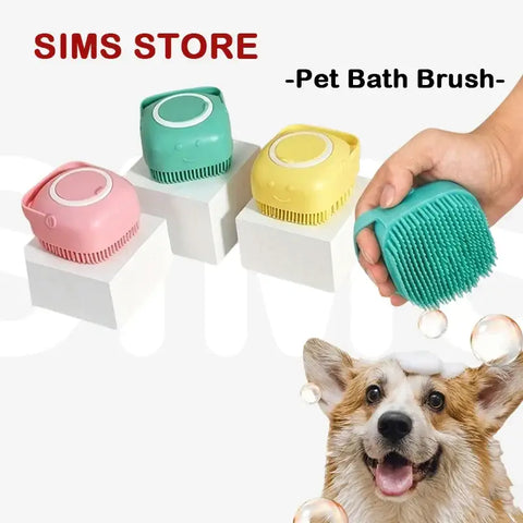 Silicone Pet Bath Brush Built-in Shampoo Dispenser Dog Cat Massage Comb Soft Shower Cleaning Grooming Pet Supplies