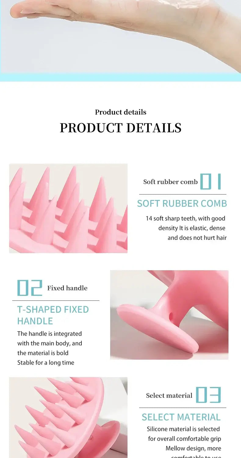 Silicone Shampoo Head Scalp Massage Brush Silicone Body Brush Hair Washing Comb SPA Bath Shower Brush Salon