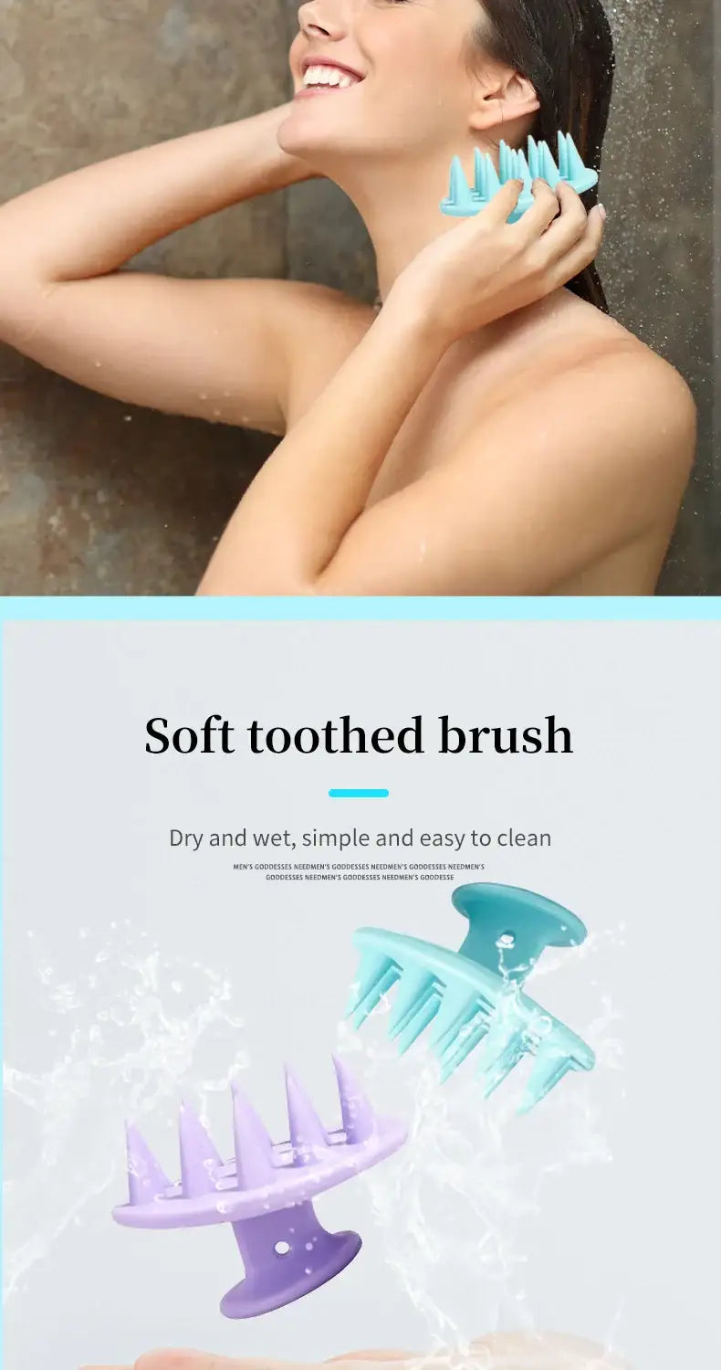 Silicone Shampoo Head Scalp Massage Brush Silicone Body Brush Hair Washing Comb SPA Bath Shower Brush Salon