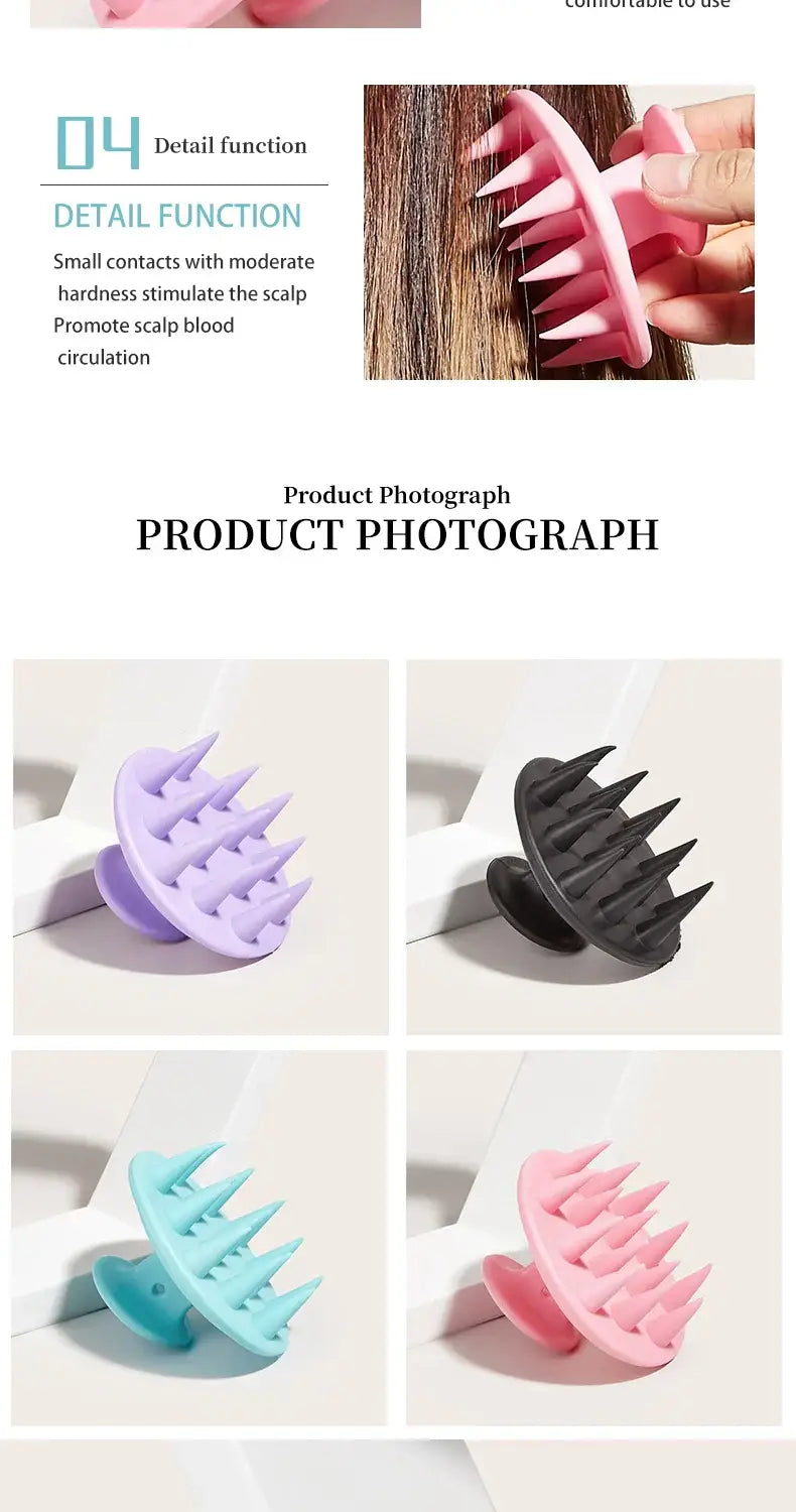 Silicone Shampoo Head Scalp Massage Brush Silicone Body Brush Hair Washing Comb SPA Bath Shower Brush Salon