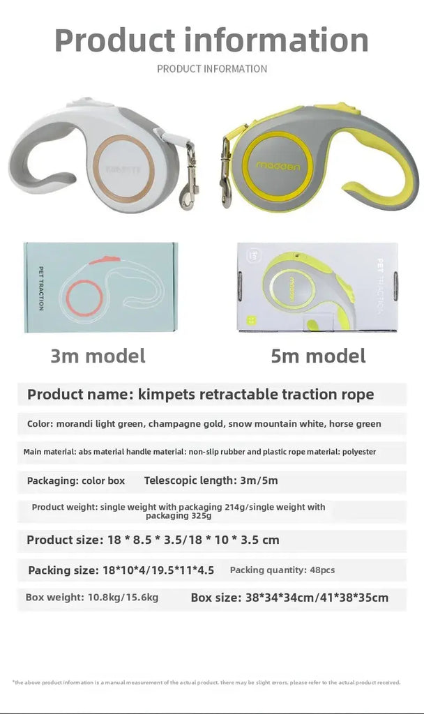 Simple Pet Leash Automatic Retractable Durable Travel Pet Supplies Lead Puppy Outdoor Walking Hiking Traction Rope