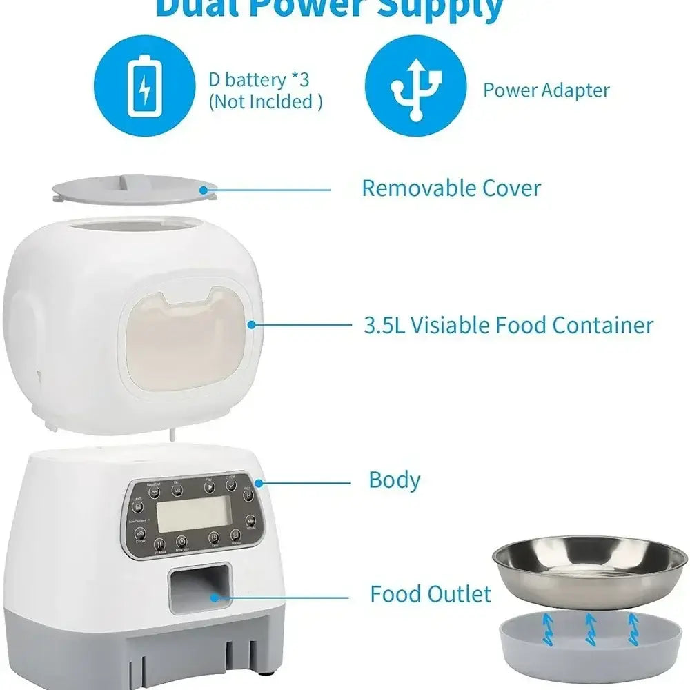 Smart Feeders Suitable for Small and Medium Pet 3.5 Liters Dry Food Dispenser 2L Water Feeder Automatic Dog and Cat
