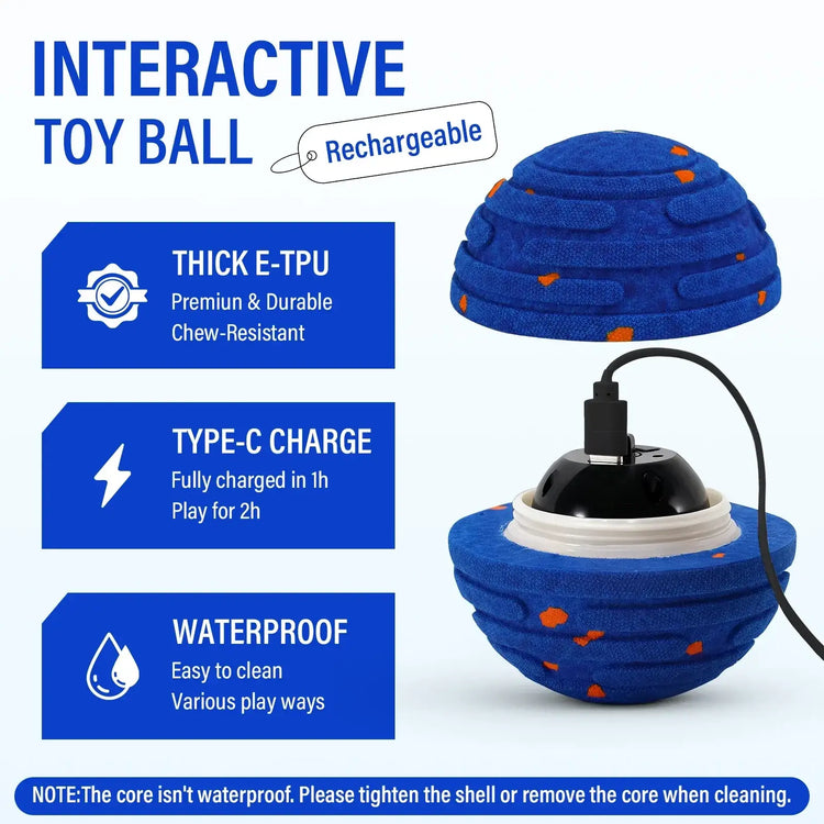 Smart Interactive Dog Toy Indestructible E-TPU Toy Ball for Aggressive Chewers Automatic Moving Rechargeable Ball for