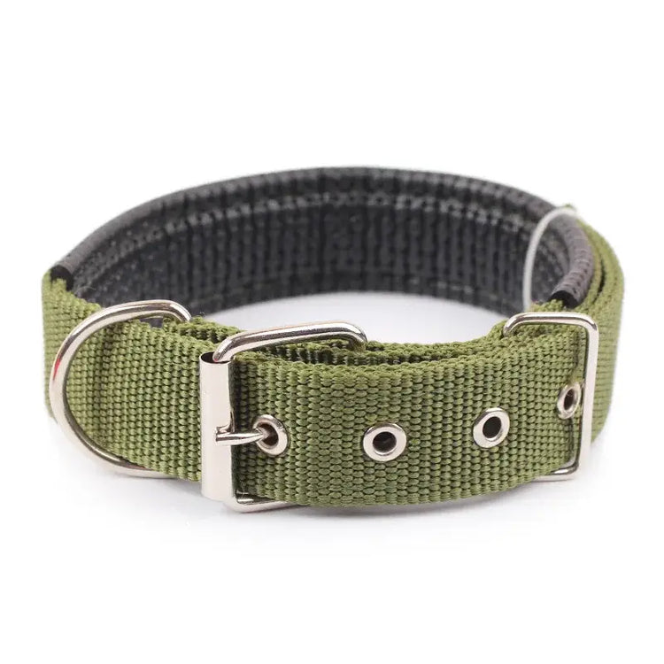 Solid Dog Collars Nylon Dog Collar For Small Medium Large Dogs Teddy Keji Pitbull Bulldog Beagle - ArmyGreen / XXL