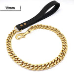 Stainless Steel Dog Leash - 19mm Gold Leash / 2FT(60CM) / China Mainland
