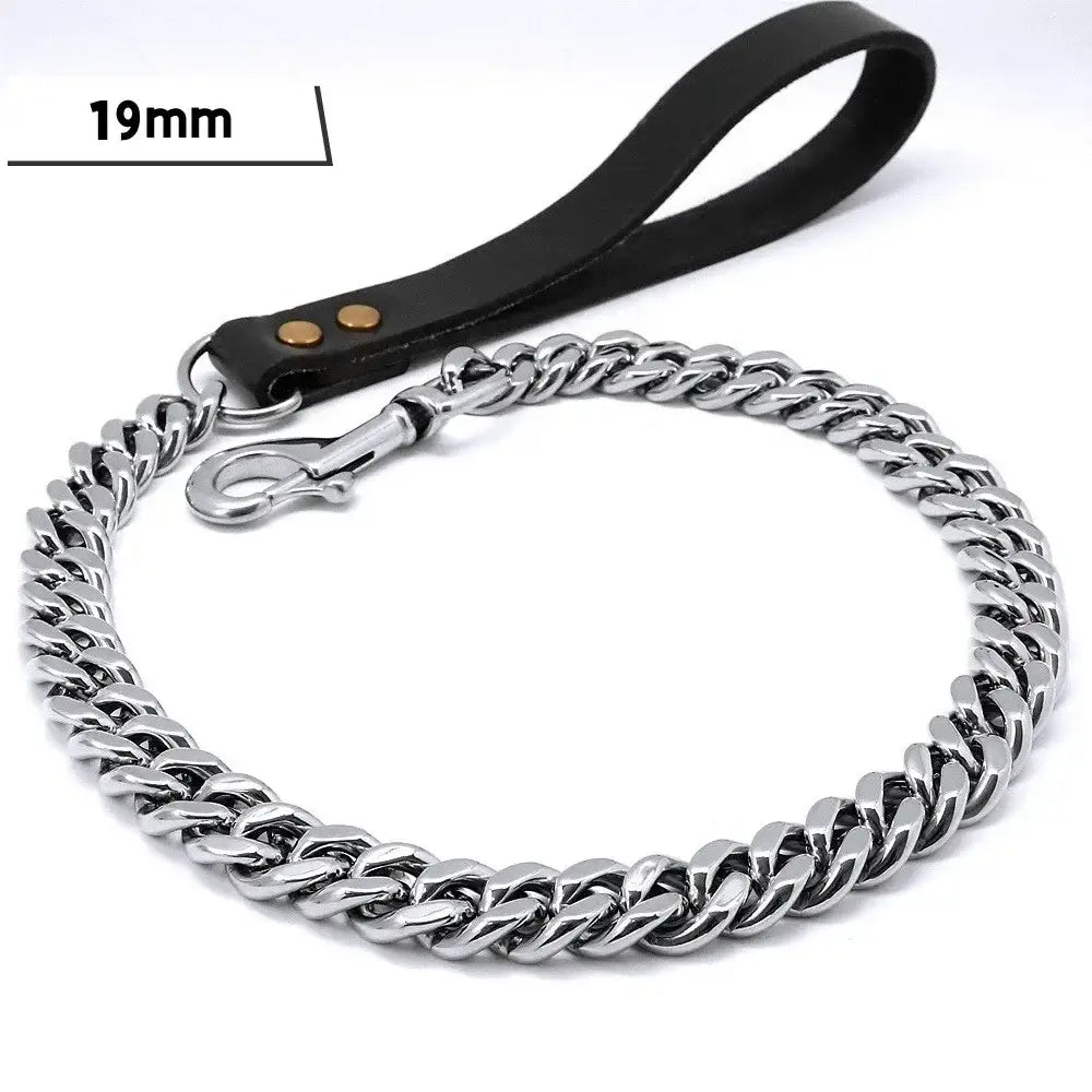 Stainless Steel Dog Leash - 19mm Silver Leash / 4FT(120CM) / China Mainland