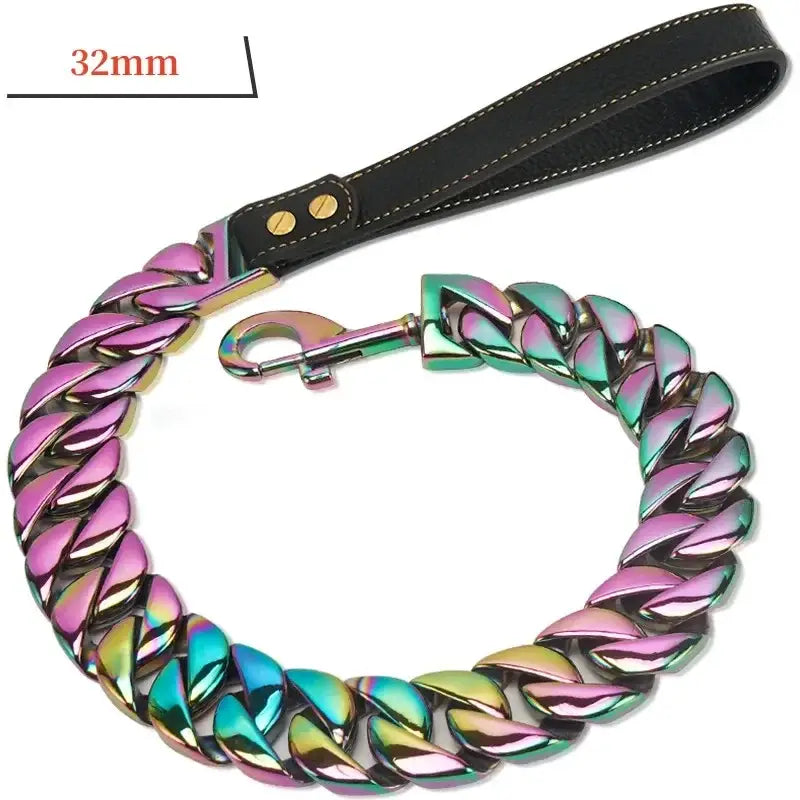 Stainless Steel Dog Leash - 32mm Colourful Leash / 2FT(60CM) / China Mainland