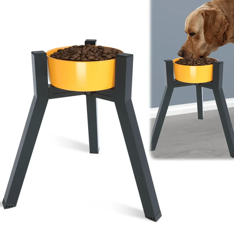 Support réglable en métal pour gamelle pour chien - black / L