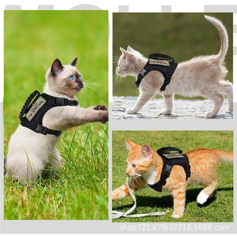 Tactical Military Vest Pet Tactical Training Cat Accessories Cat Dog Harness and Leash Set Kitten Accessories