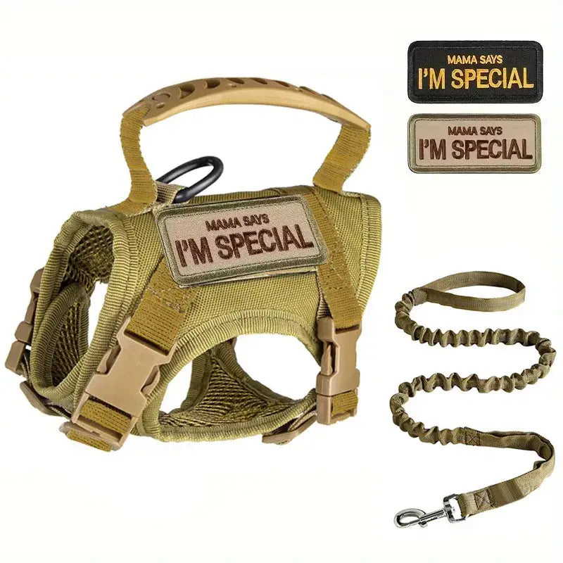 Tactical Military Vest Pet Tactical Training Cat Accessories Cat Dog Harness and Leash Set Kitten Accessories - khaki
