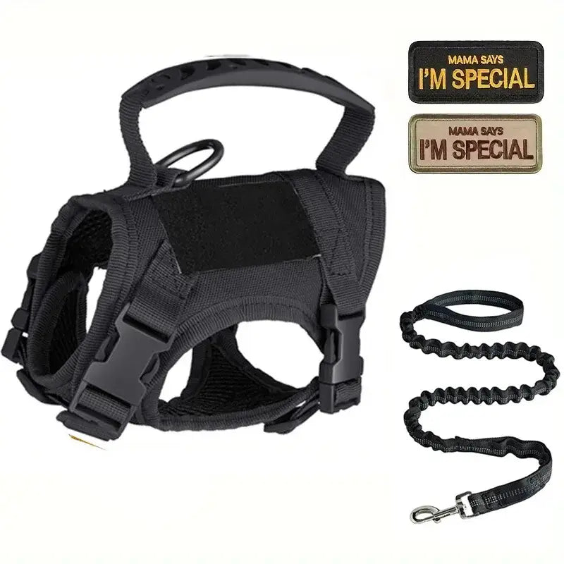 Tactical Military Vest Pet Tactical Training Cat Accessories Cat Dog Harness and Leash Set Kitten Accessories - Black