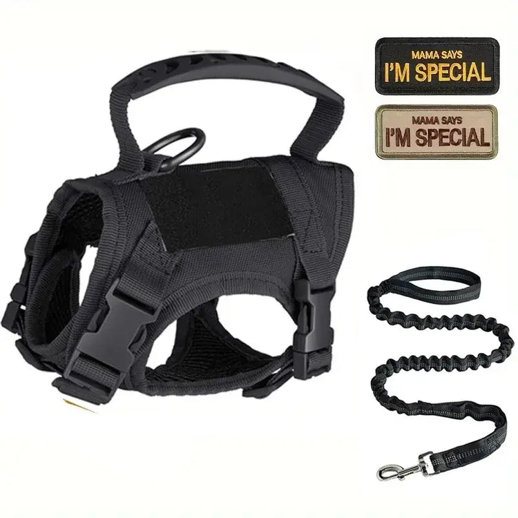 Tactical Military Vest Pet Tactical Training Cat Accessories Cat Dog Harness and Leash Set Kitten Accessories - Black