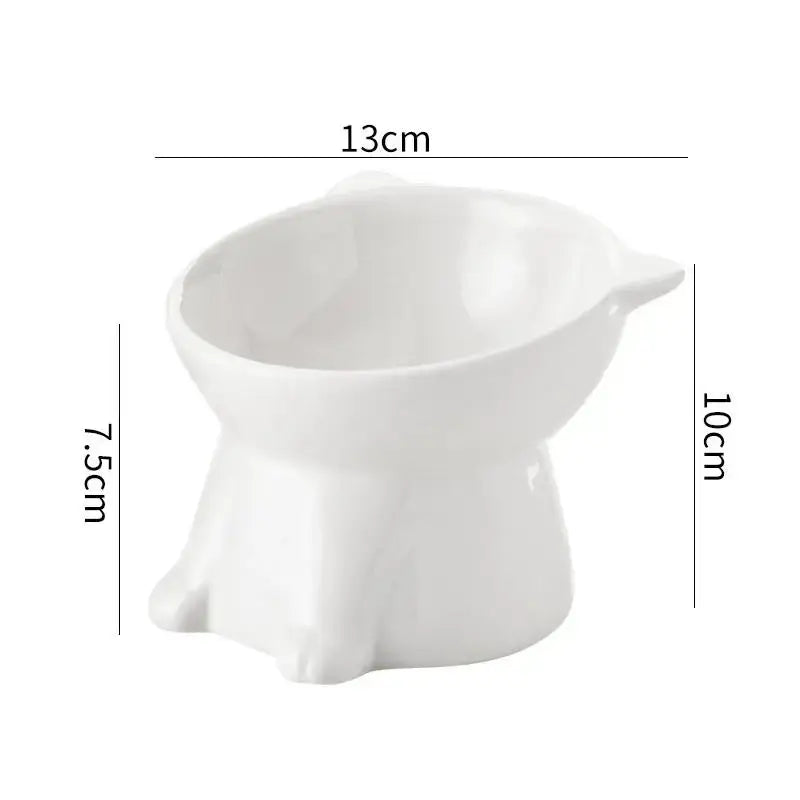 Tall-legged Cat Food and Water Bowl 15 Degree Tilted Design Anti-tipping for Neck-protection Suitable for Small Pets - B