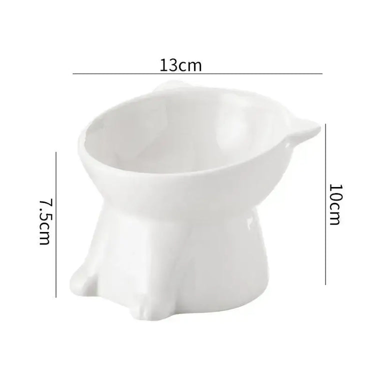Tall-legged Cat Food and Water Bowl 15 Degree Tilted Design Anti-tipping for Neck-protection Suitable for Small Pets - B