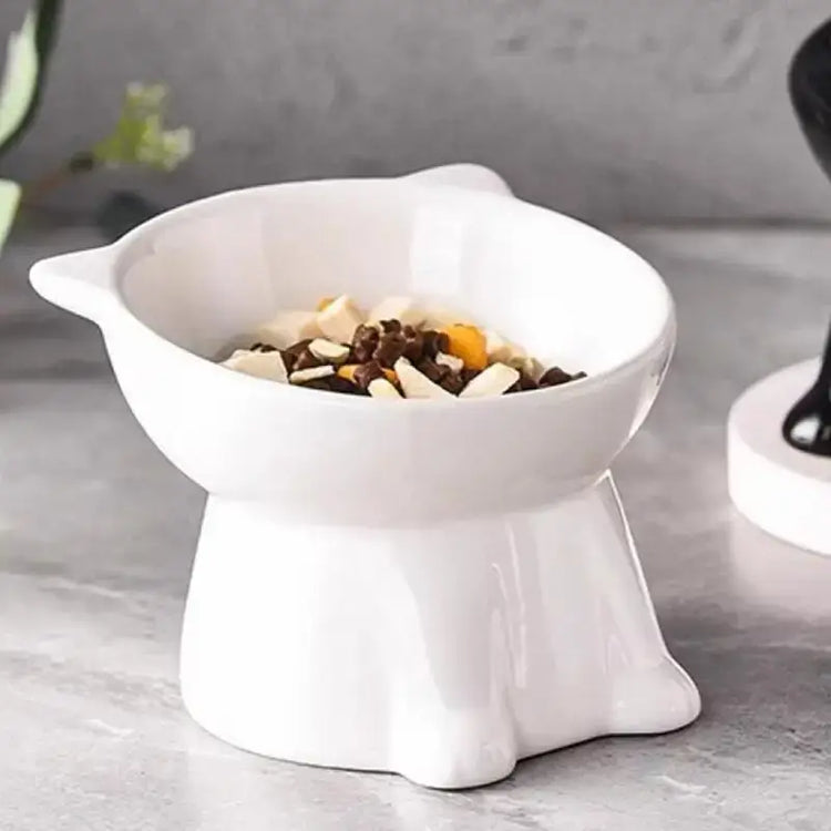 Tall-legged Cat Food and Water Bowl 15 Degree Tilted Design Anti-tipping for Neck-protection Suitable for Small Pets