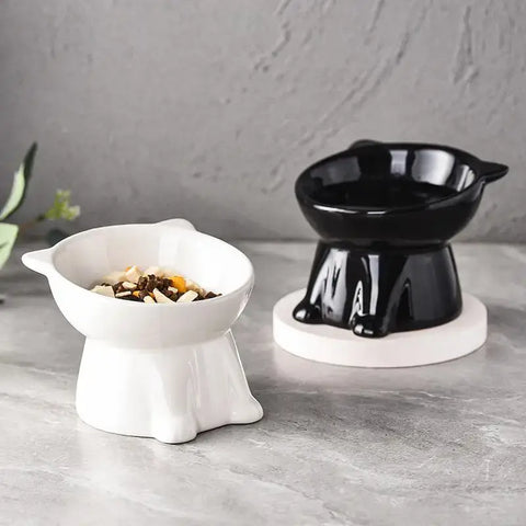 Tall-legged Cat Food and Water Bowl 15 Degree Tilted Design Anti-tipping for Neck-protection Suitable for Small Pets