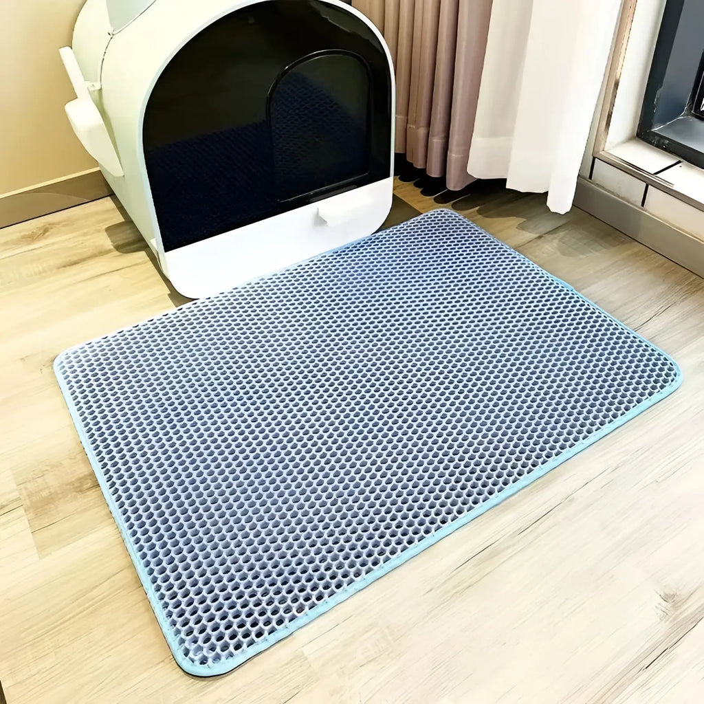 Cat Litter Mat 2-Layer Design Premium Sand Trapping Technology Waterproof Base Non-Slip Pet Floor Protector for Indoor