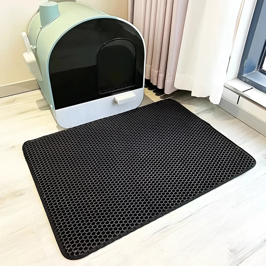 Cat Litter Mat 2-Layer Design Premium Sand Trapping Technology Waterproof Base Non-Slip Pet Floor Protector for Indoor