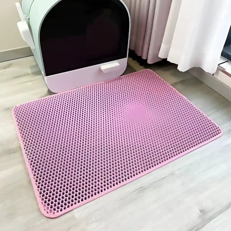 Cat Litter Mat 2-Layer Design Premium Sand Trapping Technology Waterproof Base Non-Slip Pet Floor Protector for Indoor
