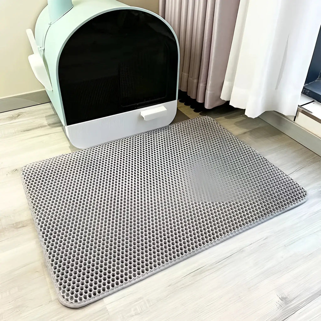 Cat Litter Mat 2-Layer Design Premium Sand Trapping Technology Waterproof Base Non-Slip Pet Floor Protector for Indoor