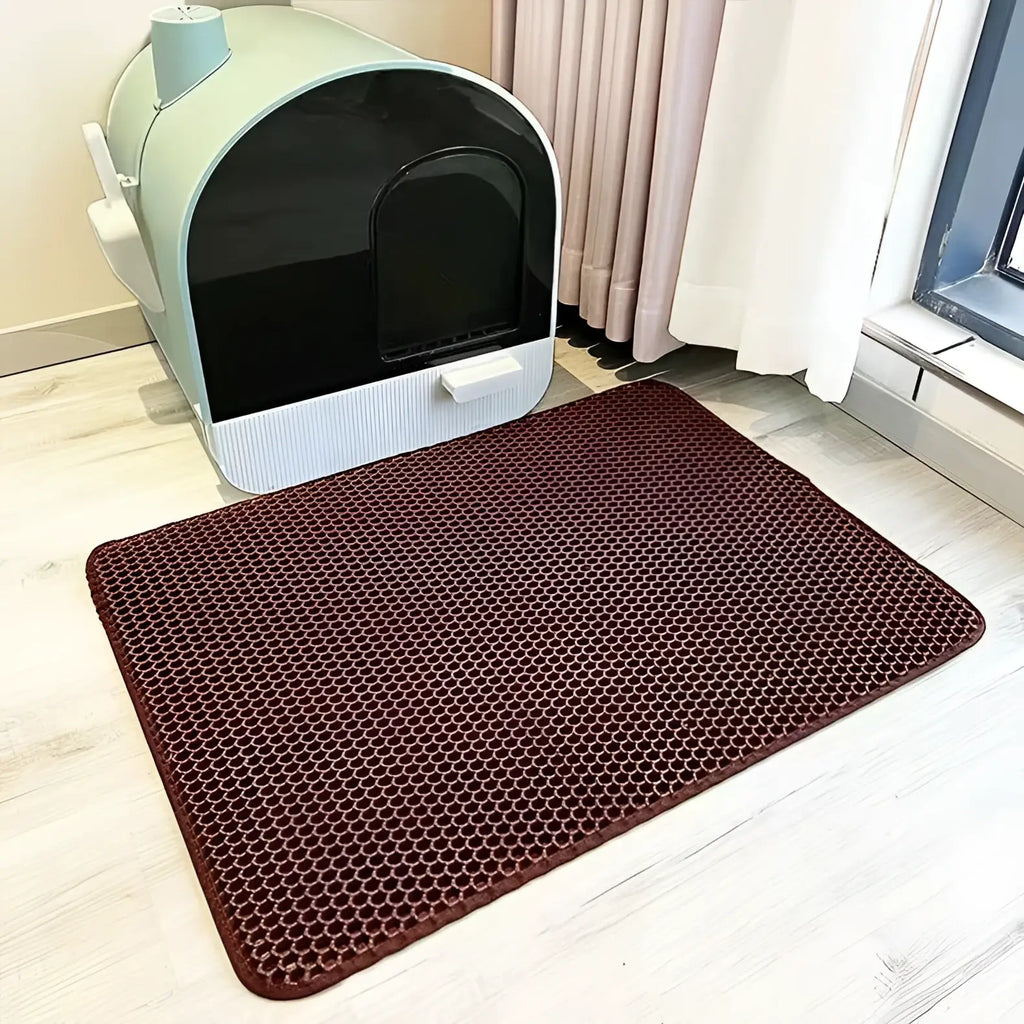 Cat Litter Mat 2-Layer Design Premium Sand Trapping Technology Waterproof Base Non-Slip Pet Floor Protector for Indoor