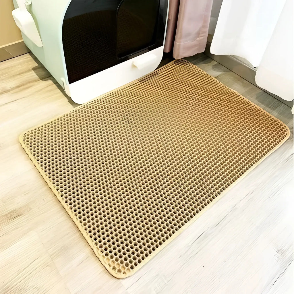 Cat Litter Mat 2-Layer Design Premium Sand Trapping Technology Waterproof Base Non-Slip Pet Floor Protector for Indoor