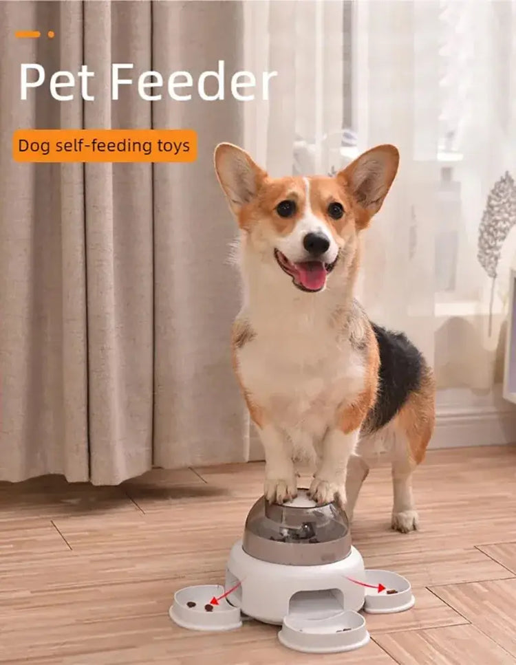 Three bowls of pet food dispenser automatic press feeder slow food dispenser fun pet food utensils - Three bowl feeders