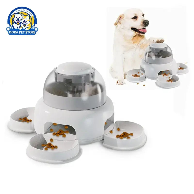 Three bowls of pet food dispenser automatic press feeder slow food dispenser fun pet food utensils - Three bowl feeders