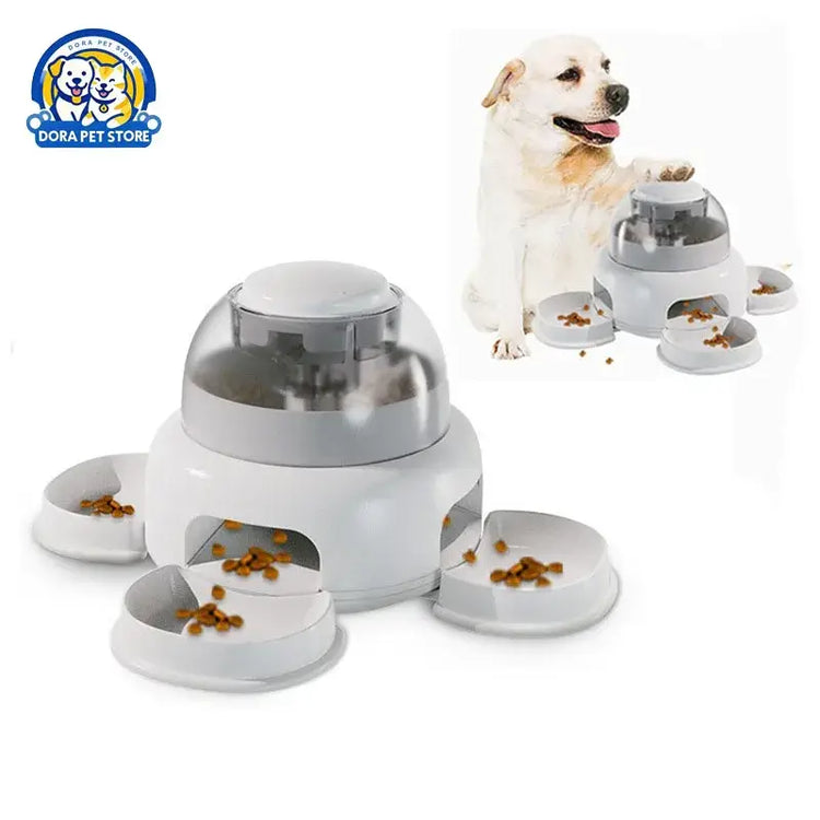 Three bowls of pet food dispenser automatic press feeder slow food dispenser fun pet food utensils - Three bowl feeders