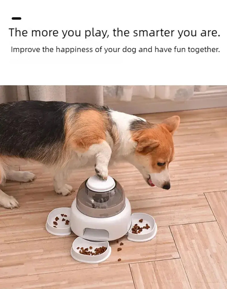 Three bowls of pet food dispenser automatic press feeder slow food dispenser fun pet food utensils - Three bowl feeders