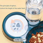 Three In One Cat Feeding Station Durable Plastic Food And Water Bowls Cute Cat Ear Design Suitable For Two Cats To Eat
