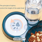 Three In One Cat Feeding Station Durable Plastic Food And Water Bowls Cute Cat Ear Design Suitable For Two Cats To Eat