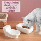 Toilet Shape Ceramic Cat Bowl Food Grade Protects Cervical Spine Pet Food Basin Not Easy To Knock Over Non-slip Funny