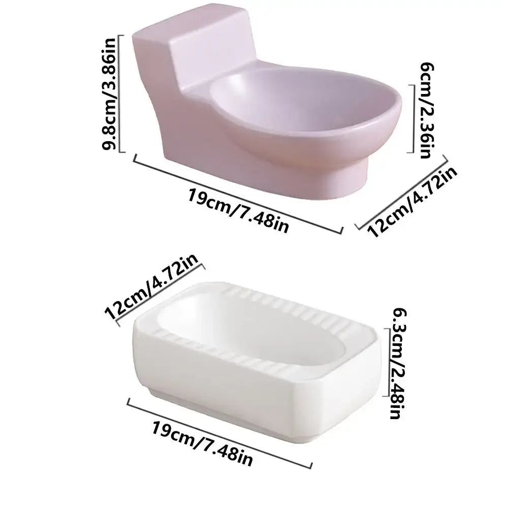 Toilet Shape Ceramic Cat Bowl Food Grade Protects Cervical Spine Pet Food Basin Not Easy To Knock Over Non-slip Funny