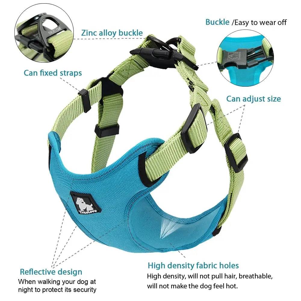 Truelove Padded Reflective Dog harness Vest Pet Step in Harness Adjustable No Pulling Pet Harnesses for Small Medium