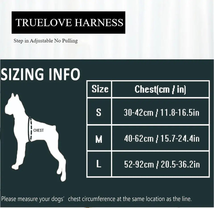 Truelove Padded Reflective Dog harness Vest Pet Step in Harness Adjustable No Pulling Pet Harnesses for Small Medium