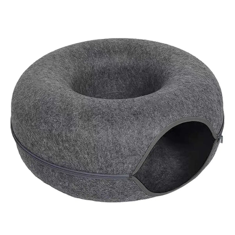 tunnel pour chat douillet en feutre, espace confortable pour le repos et le jeu des chats.