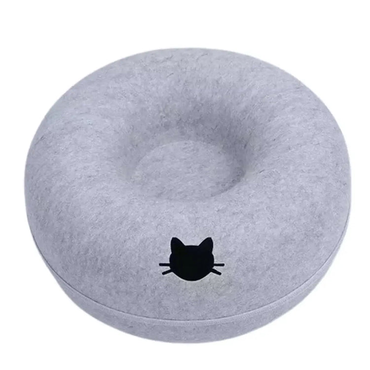 tunnel pour chat douillet en feutre, lit rond confortable pour chat, espace de repos sécurisé