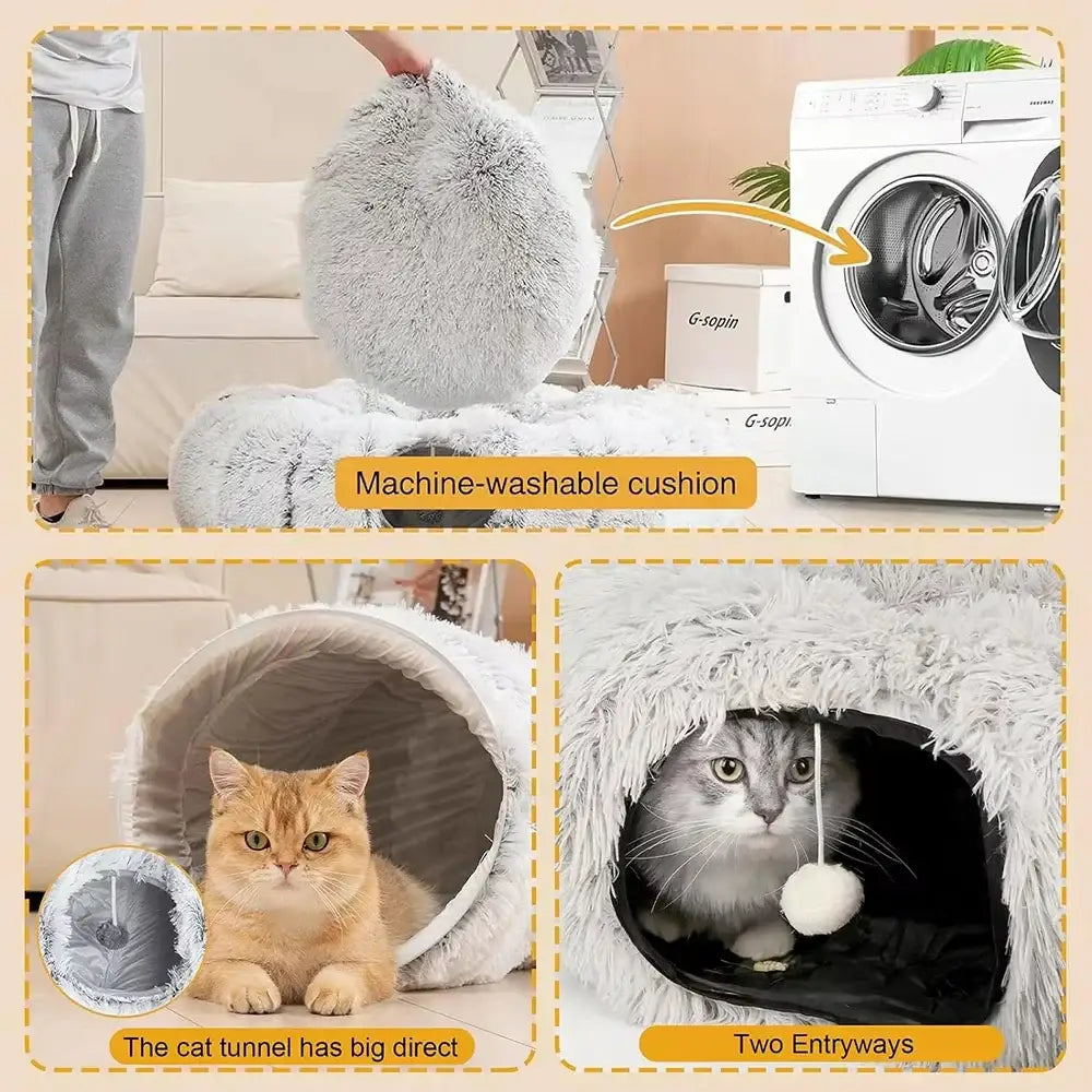 Tunnel pour chat peluche douillet – PawFrance