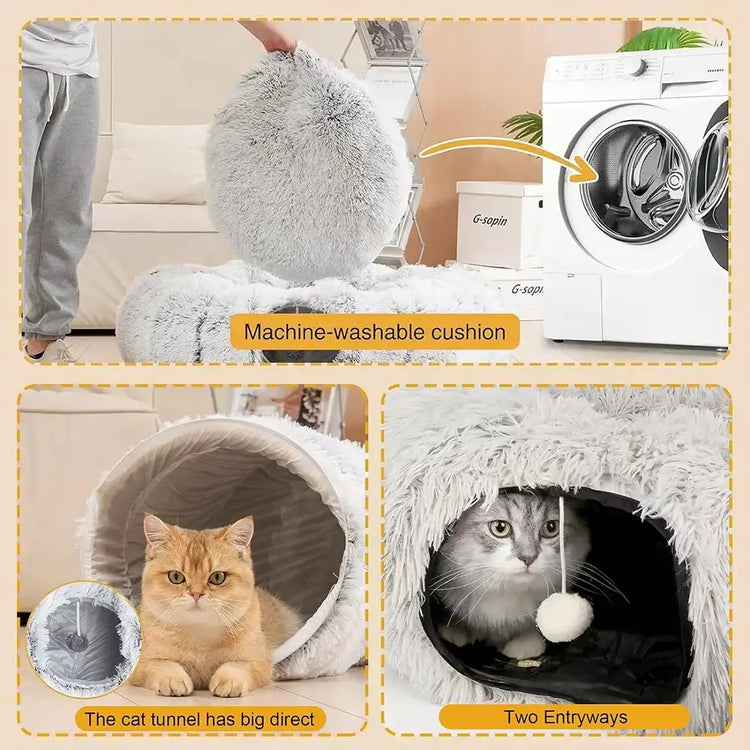 Tunnel pour chat peluche douillet – PawFrance