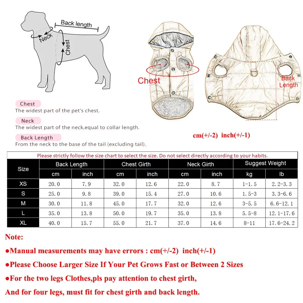 Veste d’hiver à capuche pour chien