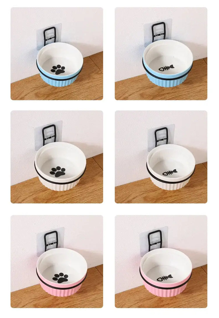 Wall-Mounted Ceramic Cat Dog Bowls Pet Cat Puppy Feeding Product Food Water Bowl For Cat Dog Pet Supplies