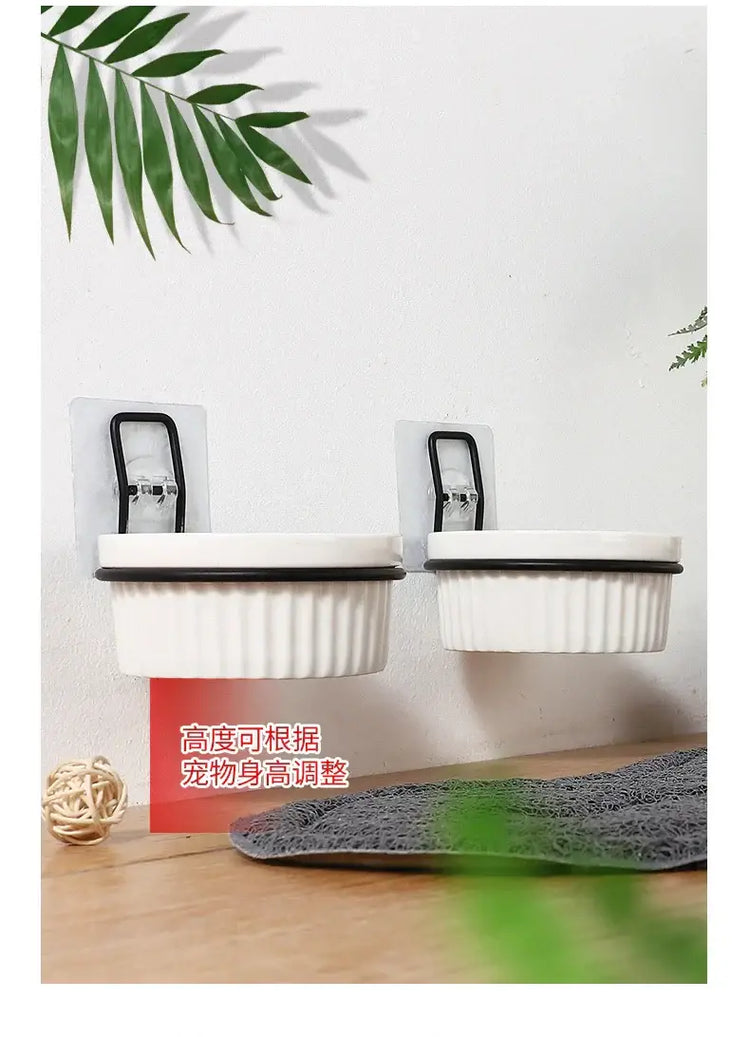 Wall-Mounted Ceramic Cat Dog Bowls Pet Cat Puppy Feeding Product Food Water Bowl For Cat Dog Pet Supplies