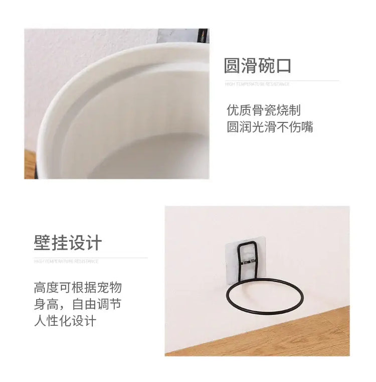 Wall-Mounted Ceramic Cat Dog Bowls Pet Cat Puppy Feeding Product Food Water Bowl For Cat Dog Pet Supplies