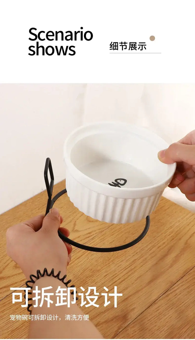 Wall-Mounted Ceramic Cat Dog Bowls Pet Cat Puppy Feeding Product Food Water Bowl For Cat Dog Pet Supplies
